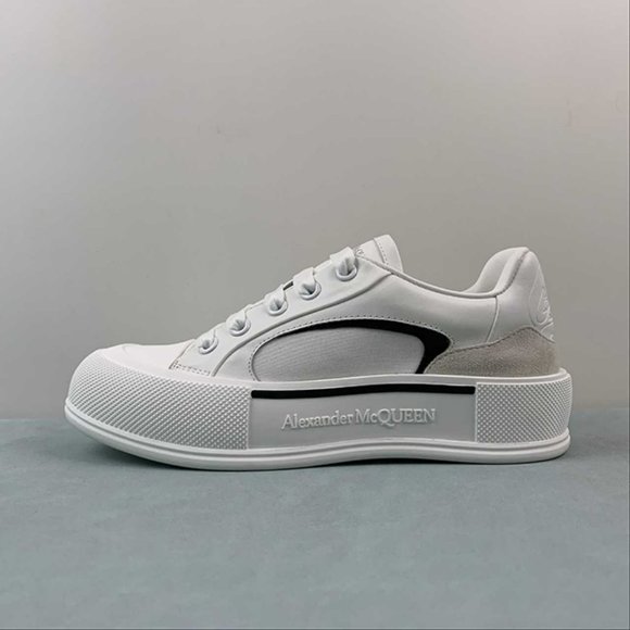 Alexander McQueen Deck Skate Plimsoll White Black Sneakers size 9 - Picture 2 of 15